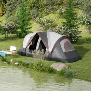 Tente de camping familiale 6-8 pers. double toit étanche 2 000 mm moustiquaire sac de tranport gris