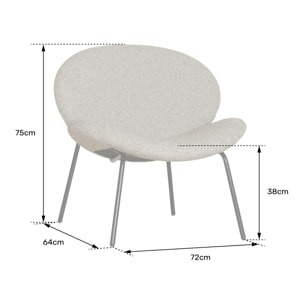 Fauteuil en tissu beige chiné SACHA