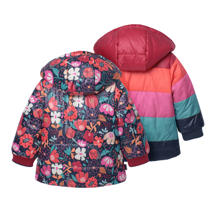Parka reversible flores de bebé niña