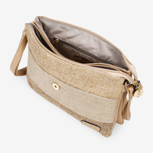 Bolso bandolera tostado en rafia con solapa
