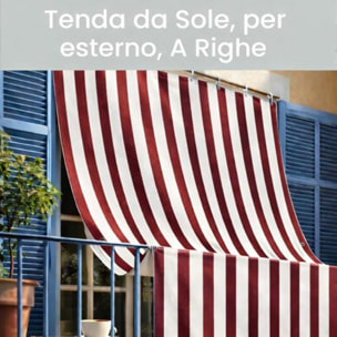Intrecci Tenda da Sole Impermeabile per Verande e Balconi con Occhielli Righe Bordeaux