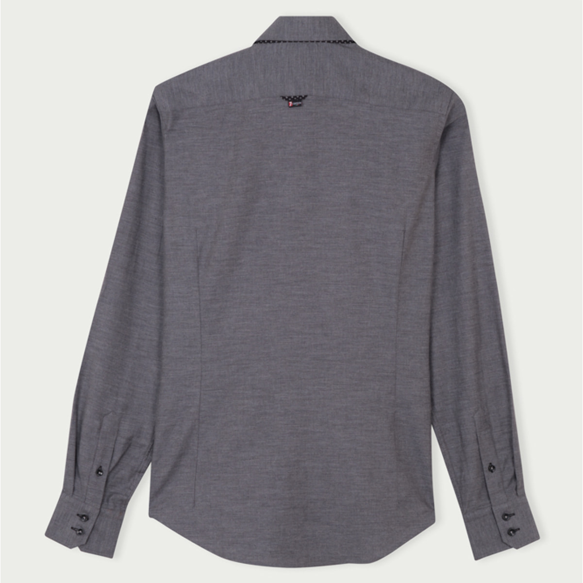 Camicia Uomo 2bottoni Button Down Doppio Collo Slim Flanella Unita Grigio Medio