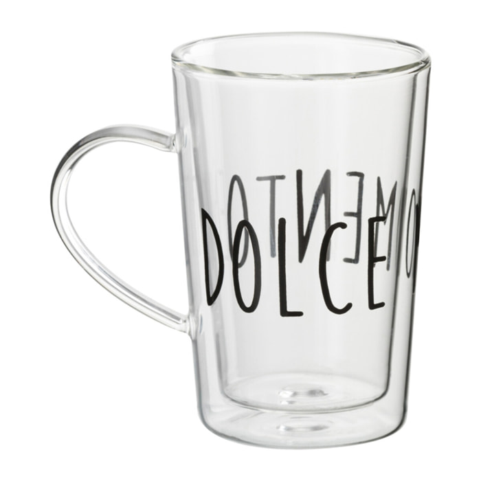 J-Line Tasse Dolce Momento Verre Transparent/Noir