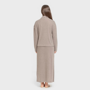 Falda midi rib canalé mujer