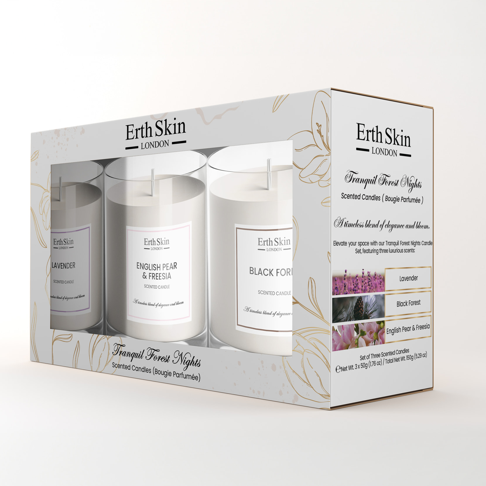 VELAS PERFUMADAS NOCHES DE BOSQUE TRANQUILO (paquete de 3 velas)