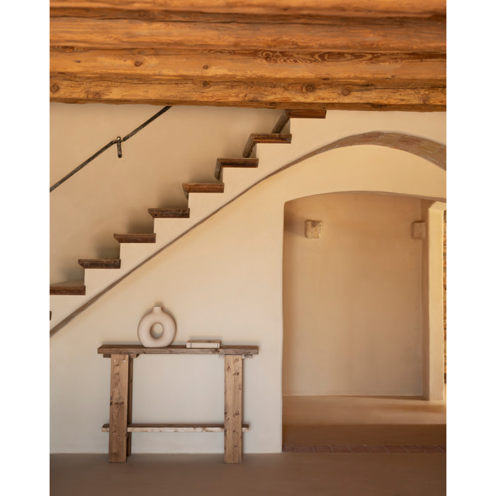 Consola de madera maciza en tono roble oscuro de 120x84cm Alto: 84 Largo: 120 Ancho: 26