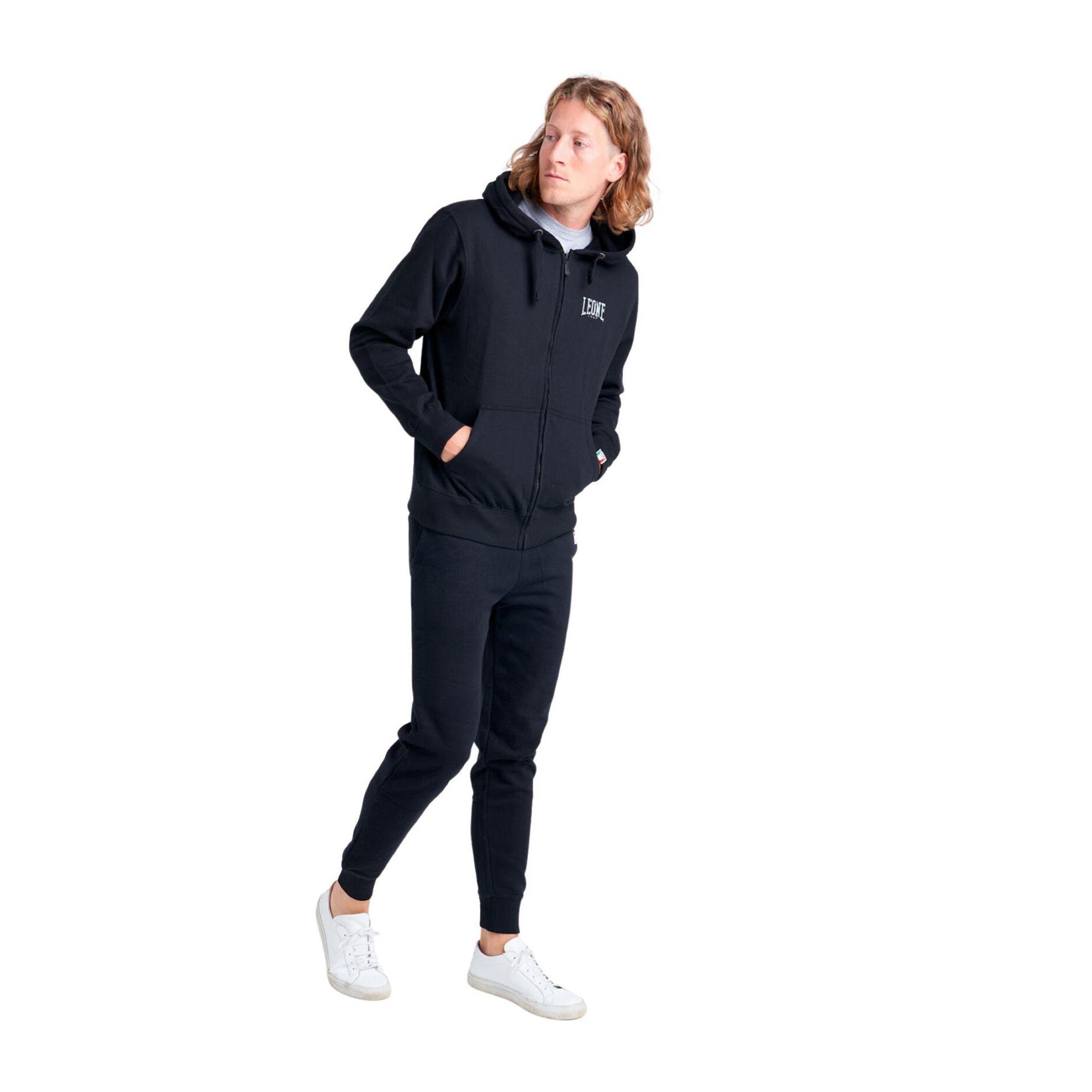 Chándal de invierno cepillado para hombre Leone Basic Vintage con capucha y cremallera