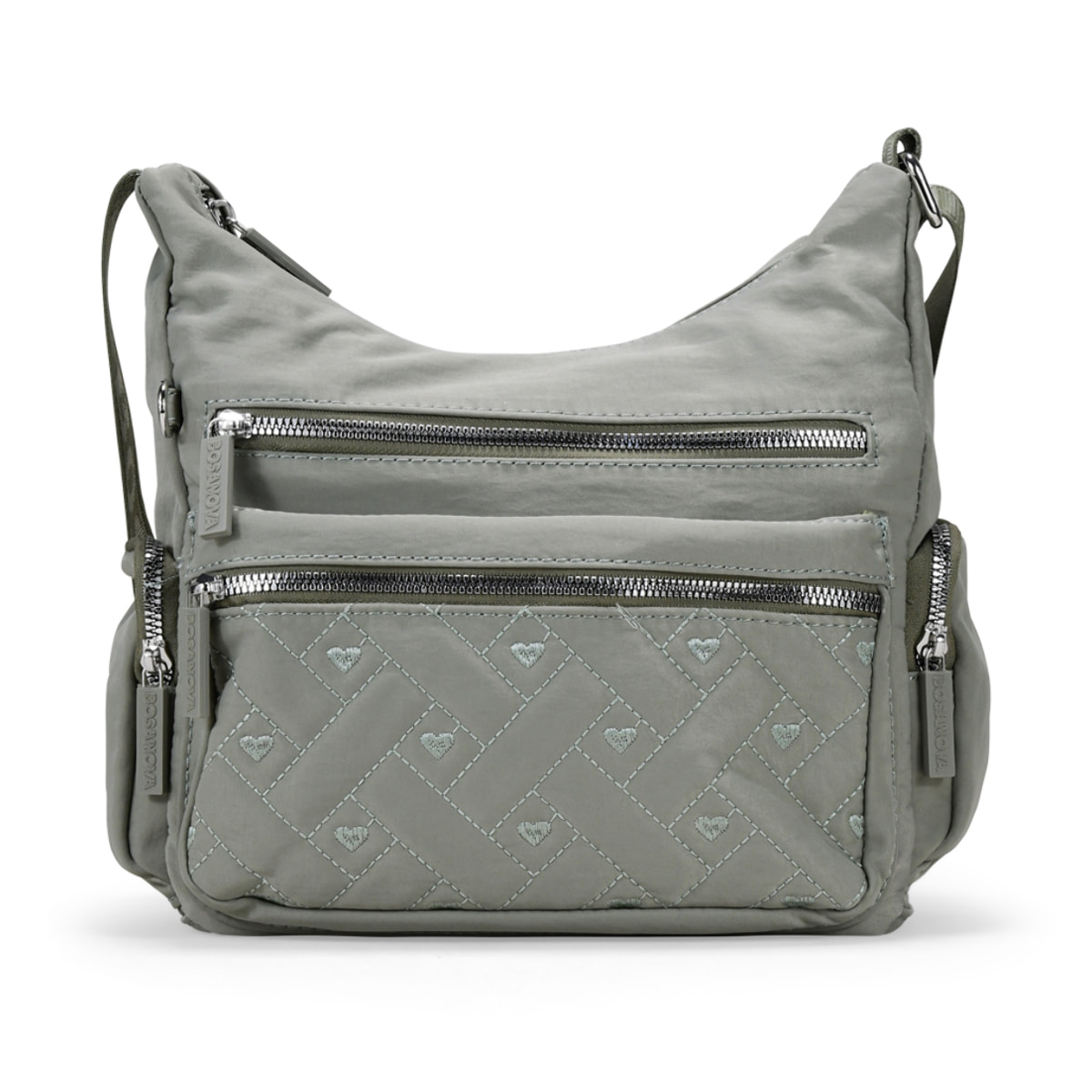 Bolso bandolera taupe con cremalleras