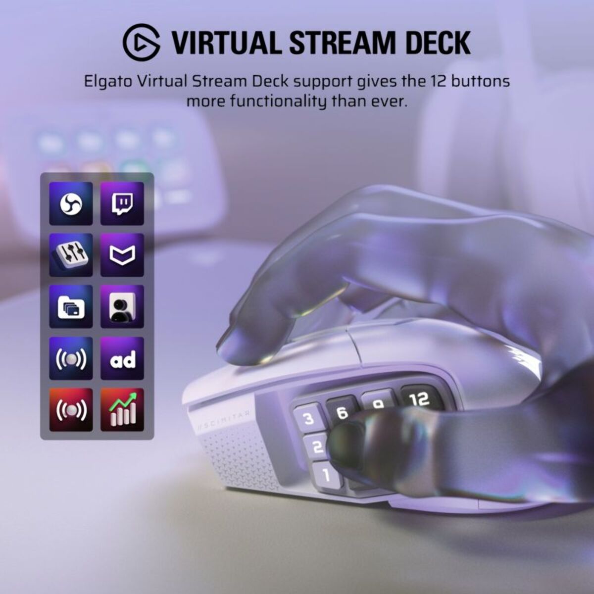 Souris Gamer Sans Fil CORSAIR SCIMITAR ELITE WL SE  White