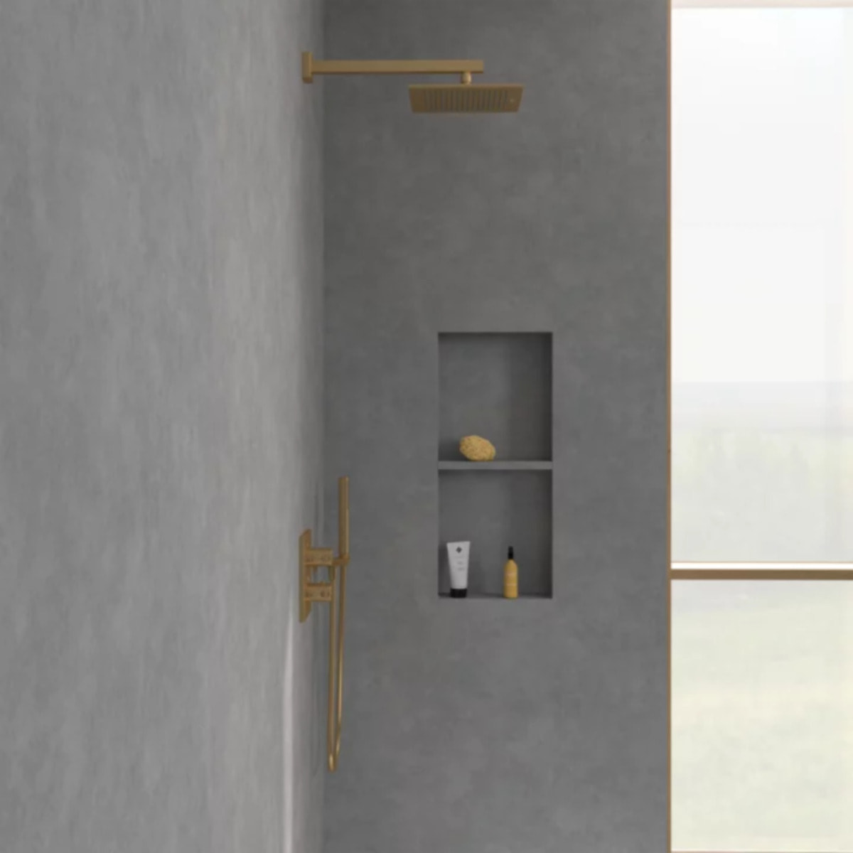Douche de tête Universal rectangle Or brossé