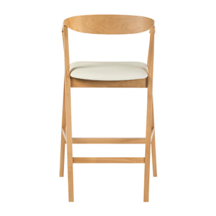 Tabourets de bar scandinaves blancs et bois clair H66.5 cm (lot de 2) BAHIA
