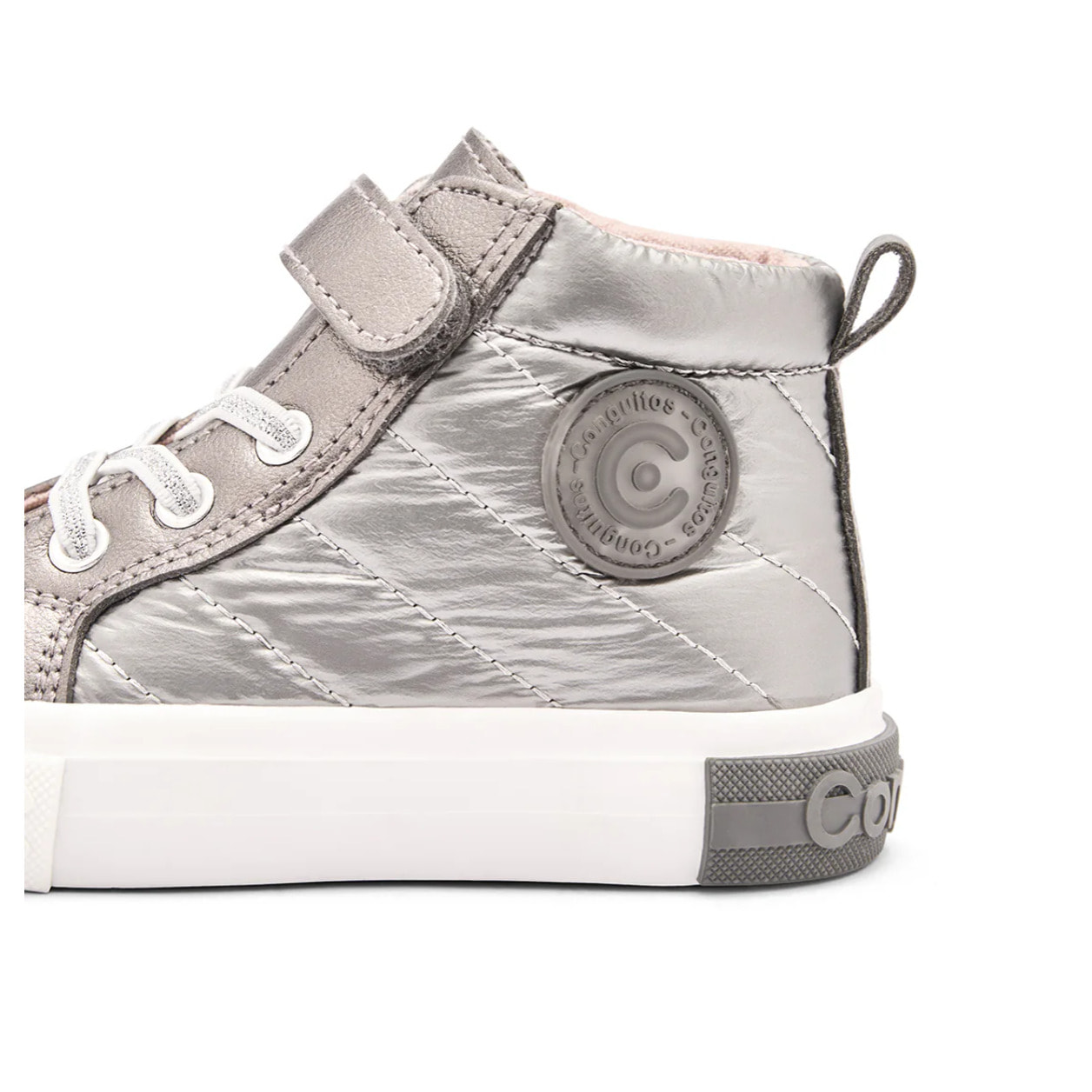 Sneakers alte da bambina con cinturino a strappo e cerniera interna