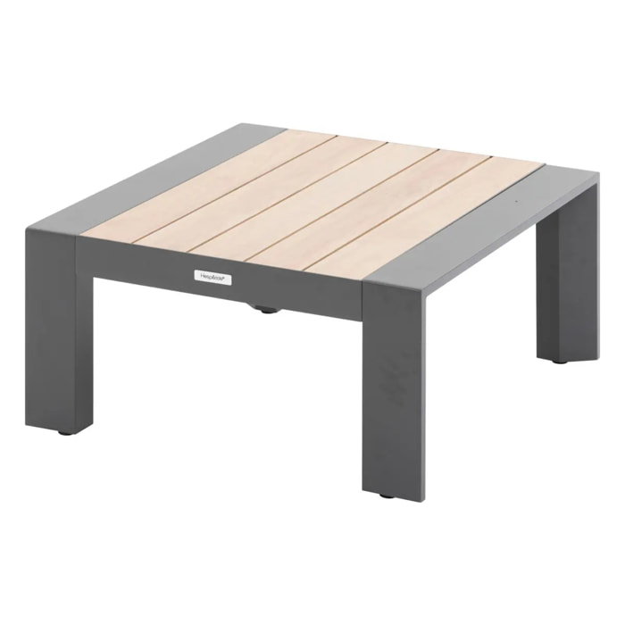 Table basse de jardin carrée "Évasion" graphite & honey 65 x 65cm en aluminium