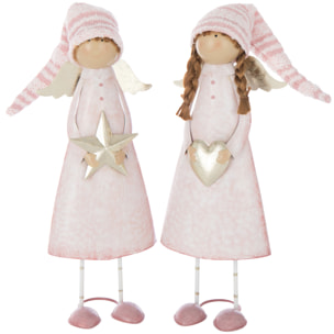 J-Line figurine Ange Ster - polyrésine - rose/or - large - 3 pcs