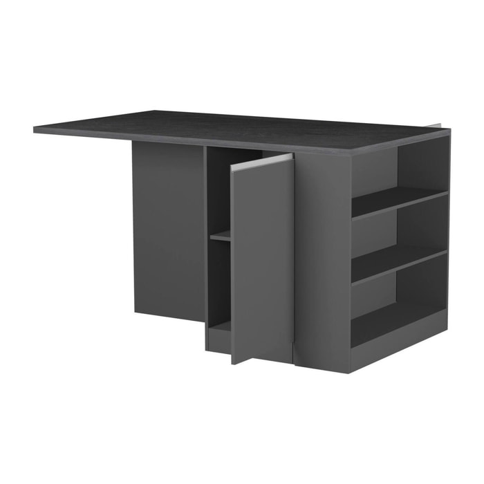 Isola da cucina Abern, Armadio multiuso, Mobile per cucinotto, Tavolo ausiliario, 100% Made in Italy, 160x90h90 cm, Antracite e Ardesia