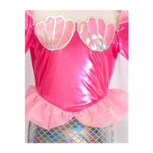 Costume Carnevale Sirenetta con Parrucca Travestimento Colore Cangiante Bambina