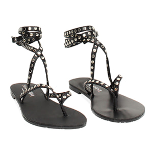 Sandali bassi donna neri con borchie