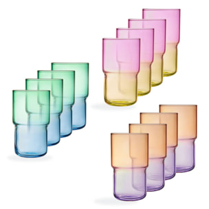Ensemble de 12 verres colorés 32 cl Candy Mix - Luminarc
