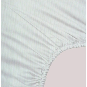 Drap housse b35 satin de coton imprimé multicolore Primavera vert d'eau