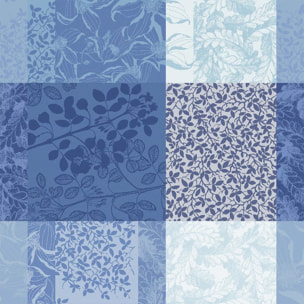 Serviette pur coton motif jacquard bleu Mille rameaux bleu