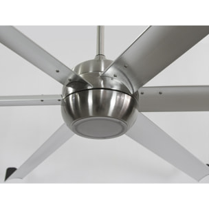 Ventilateur de plafond DC argent avec pales en aluminium 236cm et lumière pour 125m2