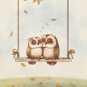 Affiche enfant hiboux amoureux  Affiche seule