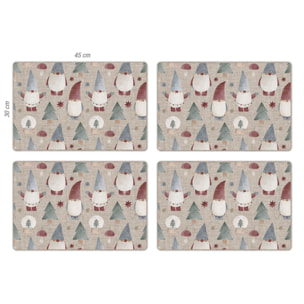 VINILIKO, set de 4 individuales de mesa Gnomos 4u-30x45 cm