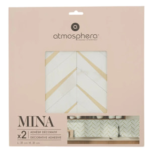 Lot de 2 stickers muraux Mina 31x31cm chevrons blancs