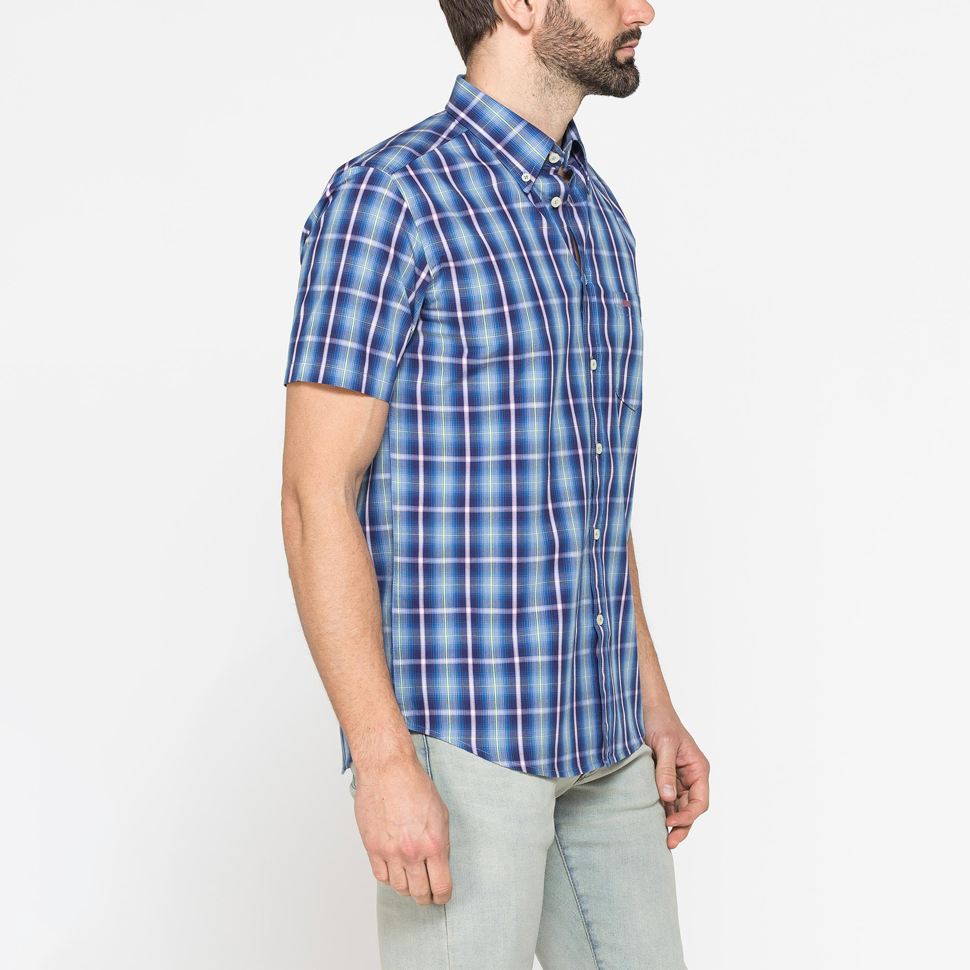 CAMICIA A MANICA CORTA IN COTONE CON FANTASIA