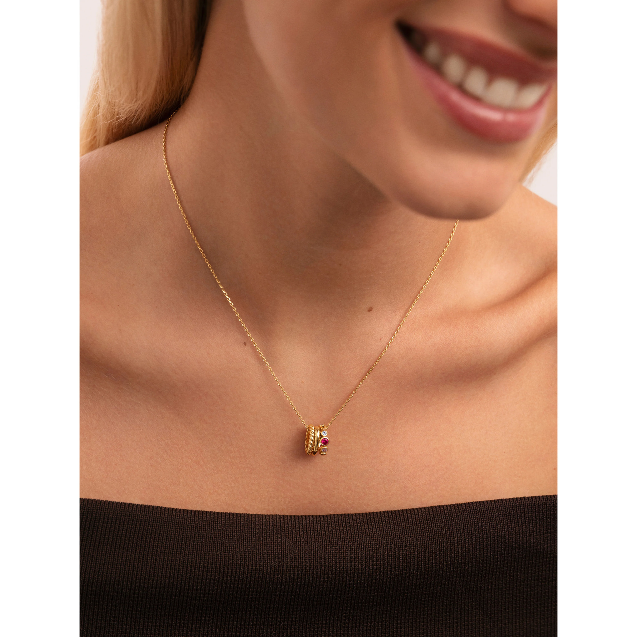 Collar Pebble Family Colors Baño Oro