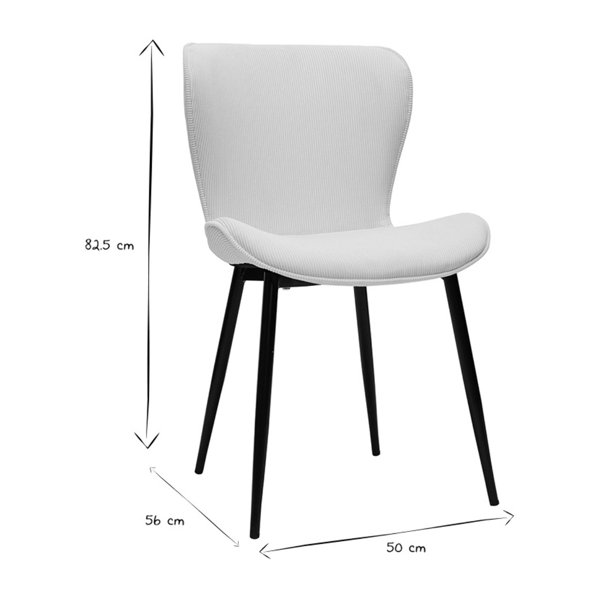 Chaises design en tissu velours côtelé beige et métal noir (lot de 2) ADDICT