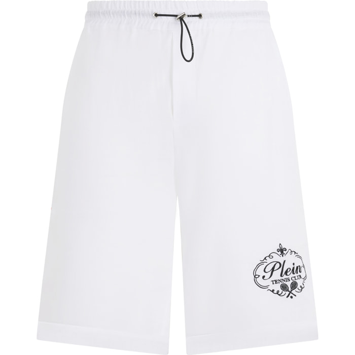 PHILIPP PLEIN Linen Drawstring Shorts Tennis Club