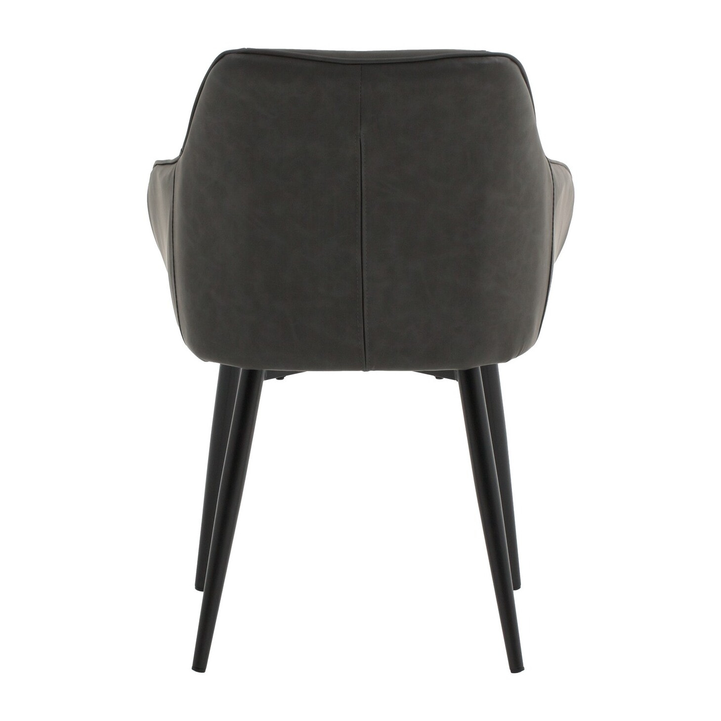 Set di 4 poltroncine HAMMERSMITH in similpelle antracite e gambe in metallo nero, con braccioli