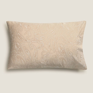 Funda de almohada algodón satén 300 hilos paisley Sentisis color marron beige 100% Algodón percal