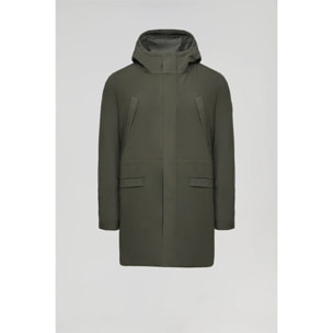 Parka tecnico verde con cappuccio e toppa bicolore Polo Club