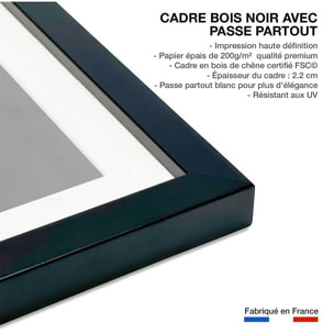 Poster milos stairs Affiche + cadre en bois - Noir