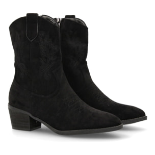 Botín cowboy mujer con bordados laterales