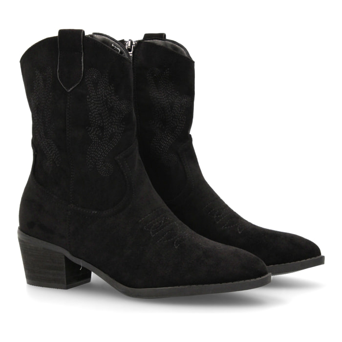 Botín cowboy mujer con bordados laterales