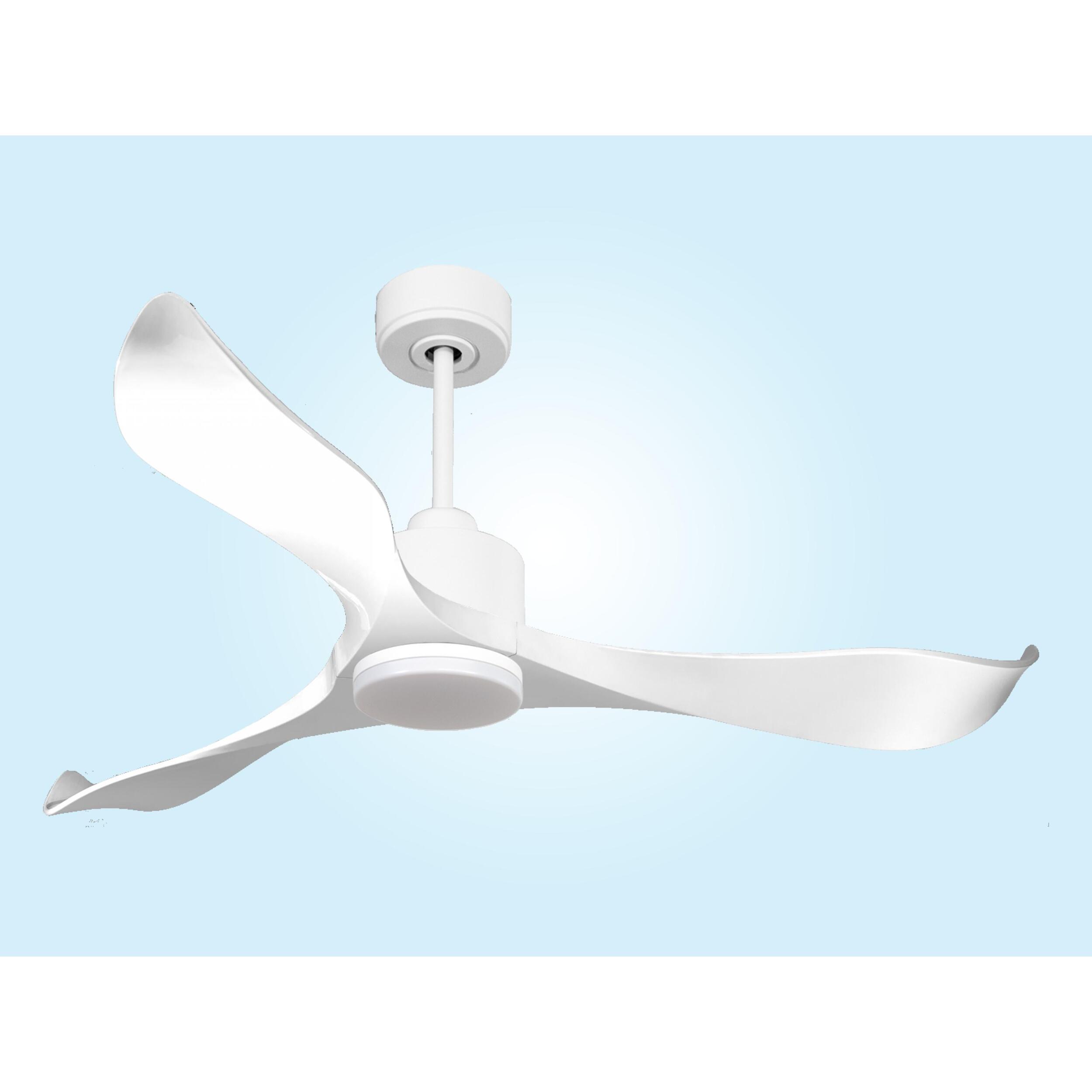 Ventilateur de plafond Réversible  Thermostat Dimmable Wifi Moteur à courant continu Toits en pente Télécommande Lumière à trois tons Adaptateur 2/3 Lames