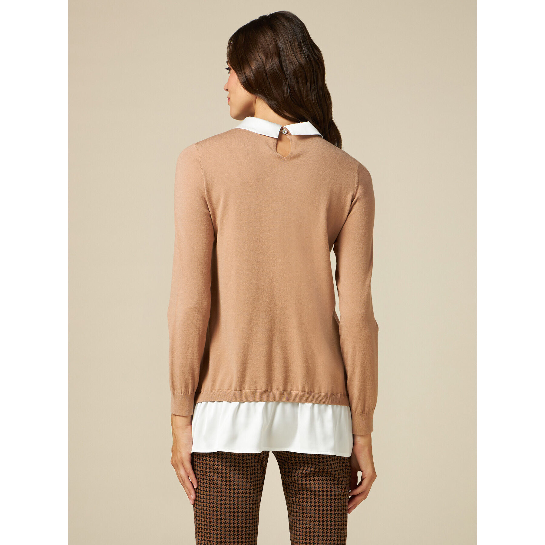 Oltre - Maglia con dettagli camicia - Beige