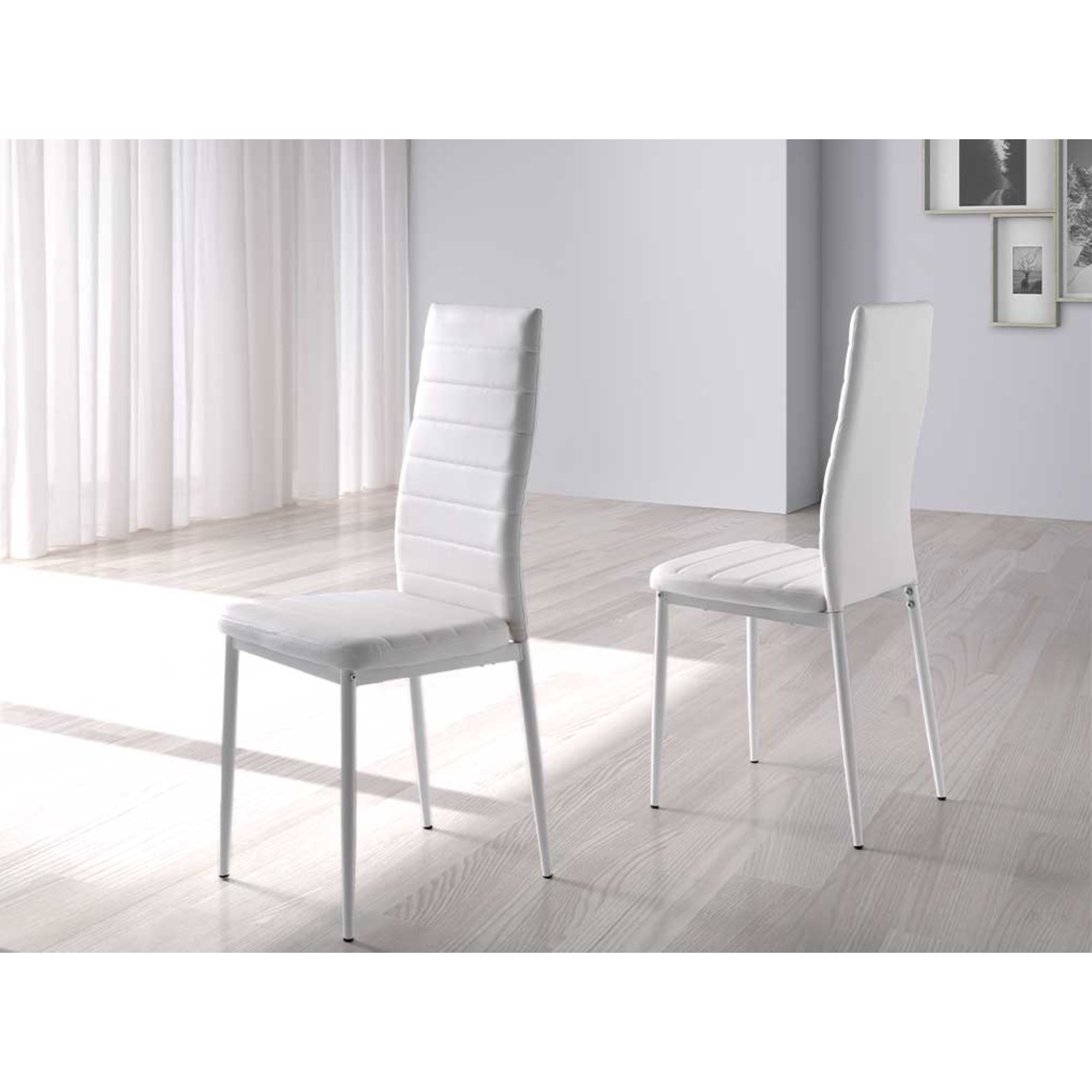 Set de 4 sillas – Polipiel y estructura metálica en blanco