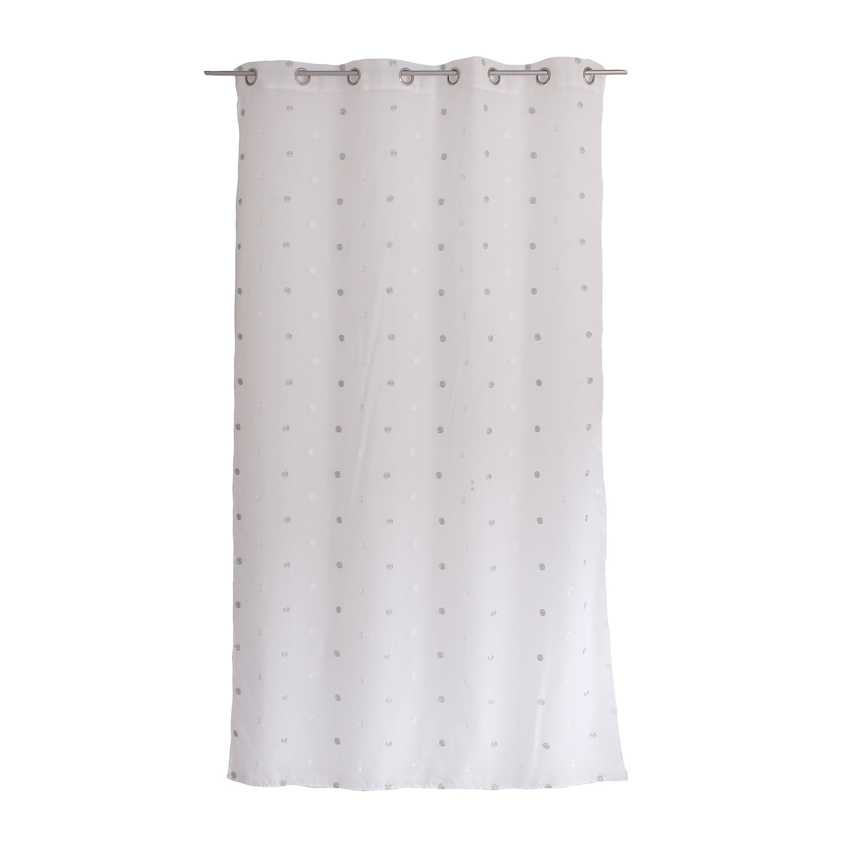 Voilage sablé brodé 'Pois colorés' - Gris souris