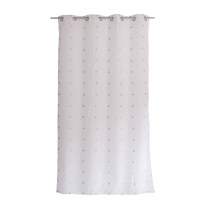 Voilage sablé brodé 'Pois colorés' - Gris souris