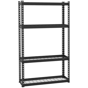 Estantería Metálica de 4 Niveles Estantería de Garaje de Acero Industrial Carga 600 kg con Estantes Ajustables para Tallar Cocina Hogar 70x30x152 cm Negro