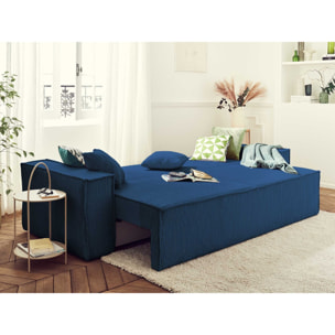 Dellia - canapé 3 places convertible - avec coffre - en velours côtelé - style contemporain - Bleu Ardoise