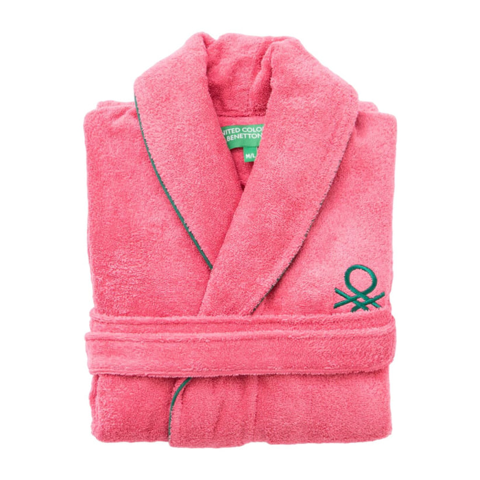Albornoz s/m 420gsm 100% algodon c/ logo bordado rosa core benetton