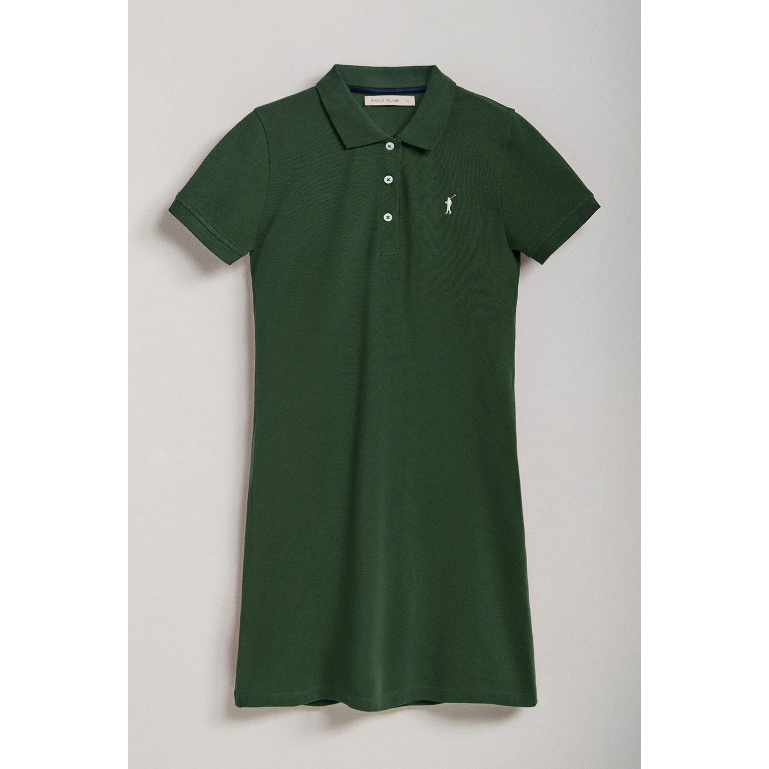 Vestito a polo a maniche corte in piquet verde bottiglia con ricamo Rigby Go