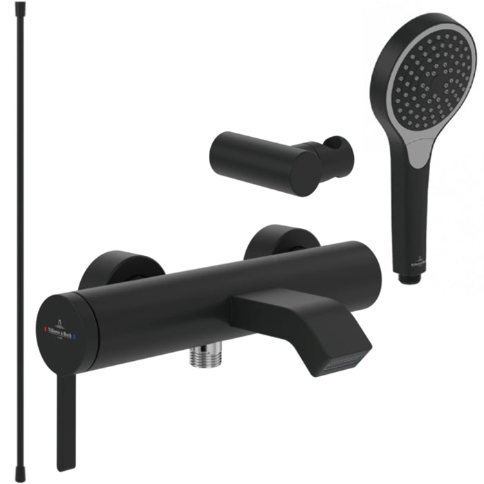 Pack mitigeur baignoire mécanique Dawn Two Matt Black avec ensemble