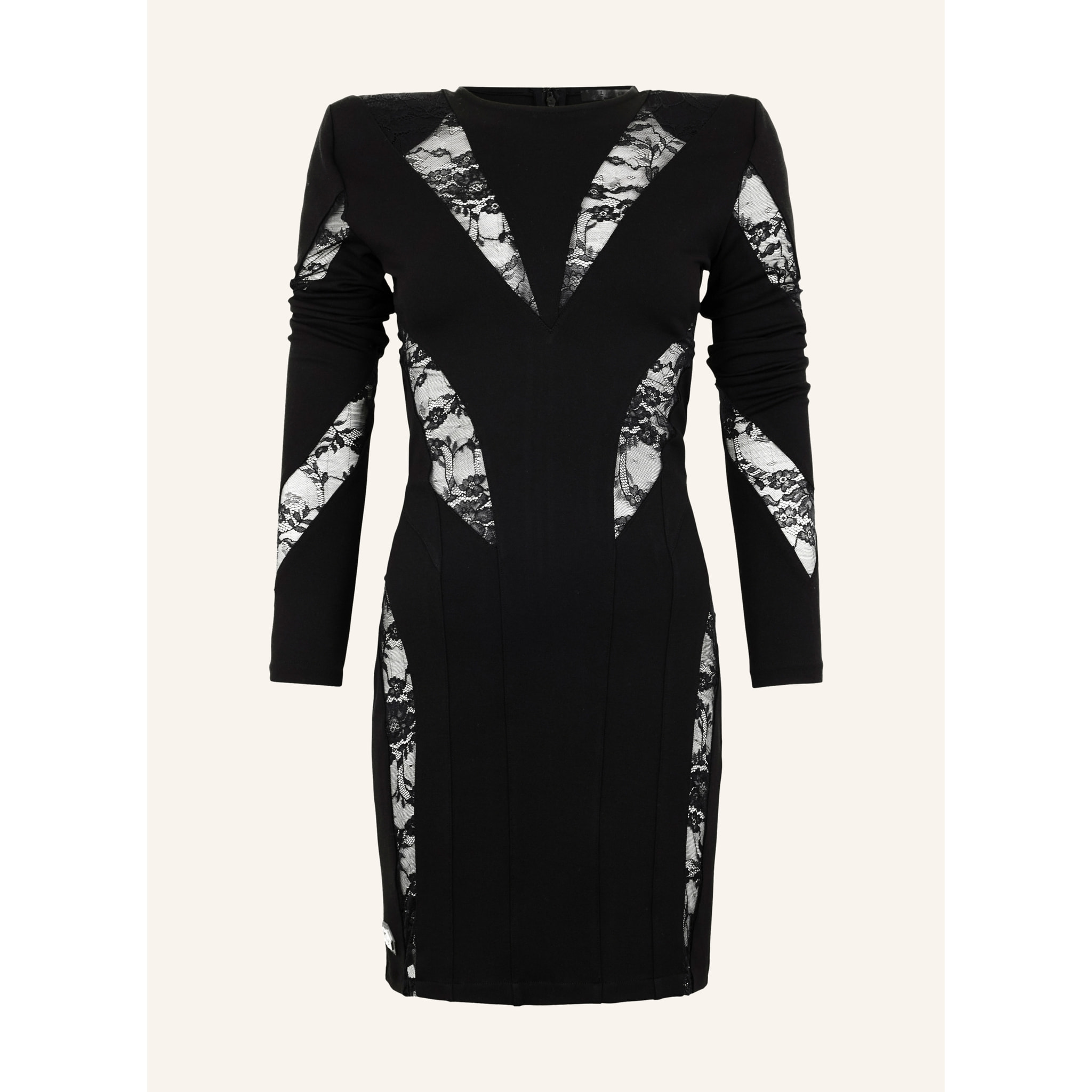 PHILIPP PLEIN Multicutting Long Sleeve Mini Dress Lace