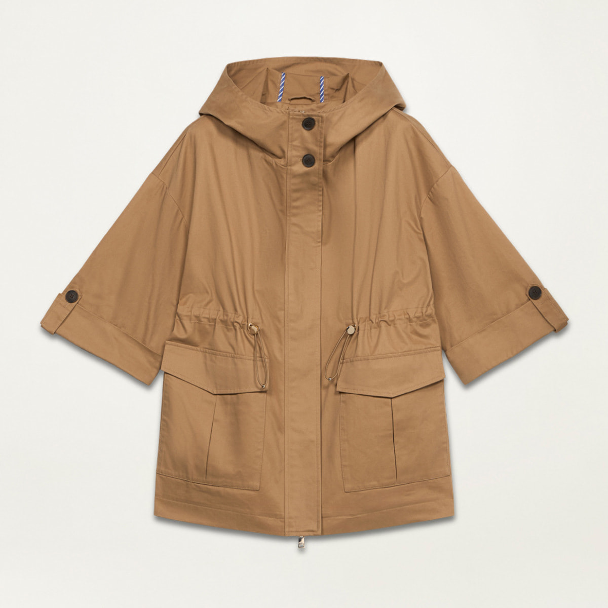 Oltre - Oversized cotton parka with hood - Beige